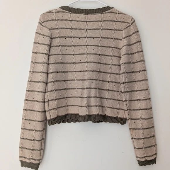 Camellia Beige and Olive Green Striped Cardigan - Picture 4 of 5